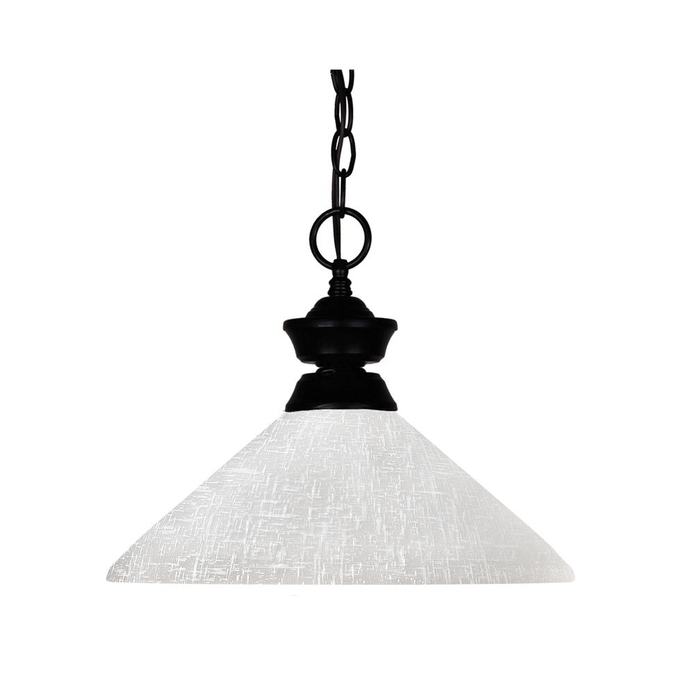 Z-Lite 100701MB-AWL14 1 Light Pendant in Matte Black with a White Linen Shade